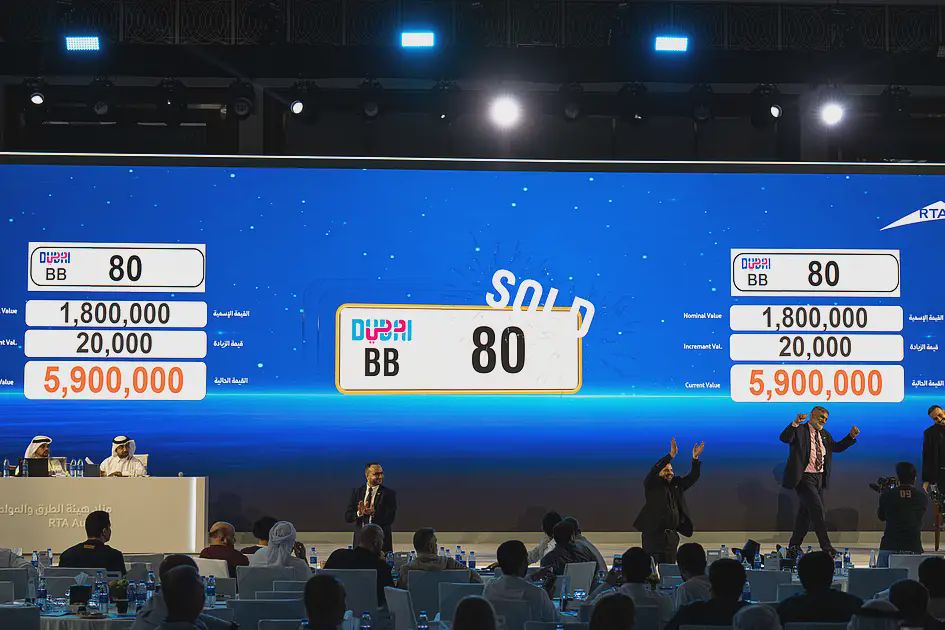 Dubai Plate CC44 Fetches Dh6.72 Million as RTA Auction Raises Dh65.7 Million